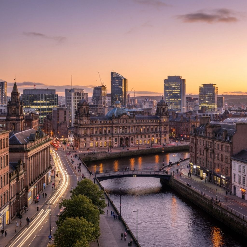 Glasgow city centre panoramic view